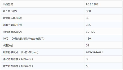 银娱优越会717数字化等离子切割+碳弧气刨两用机LGB 120B整机参数